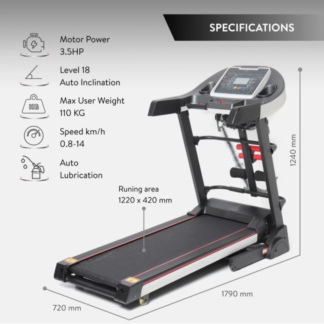 Powerful DC motor treadmill for strength and cardio training